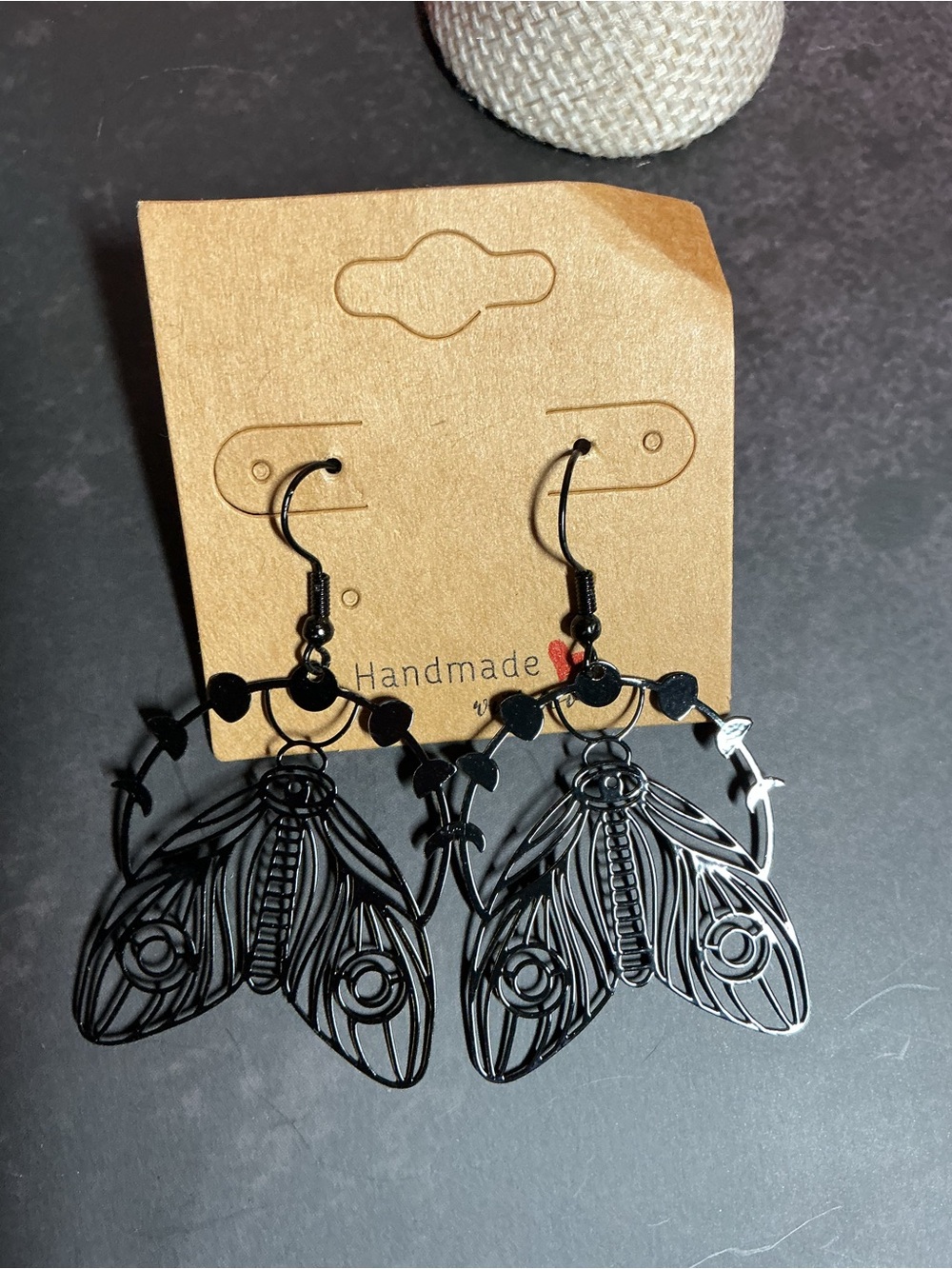Black Lunar Moth Earrings